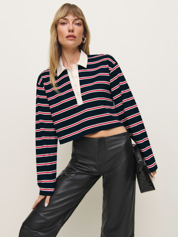 Anna Rugby Shirt - Navy And Red Stripe